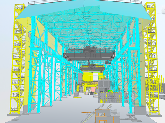 Basic engineering — modello 3D fondazioni laminatoio e blocchi tecnologici