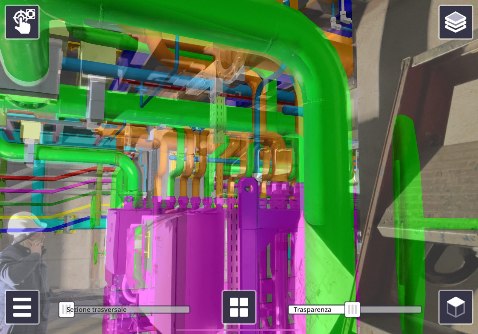 Rilievo on-site — vista impianto esistente per validazione digital twin — documentazione post-installazione