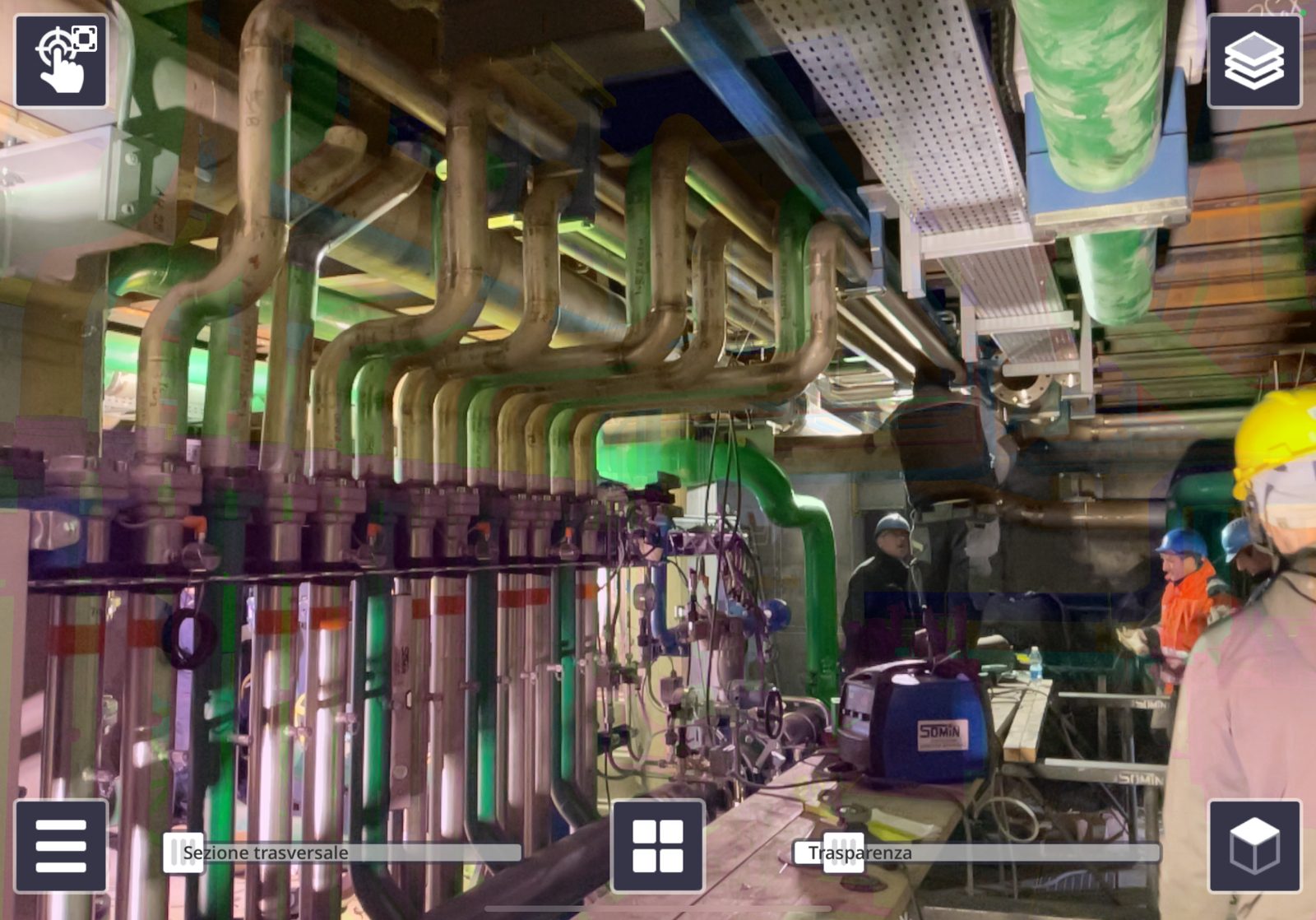 Rilievo on-site impianto siderurgico — foto di riferimento per digital twin — controllo intermedio