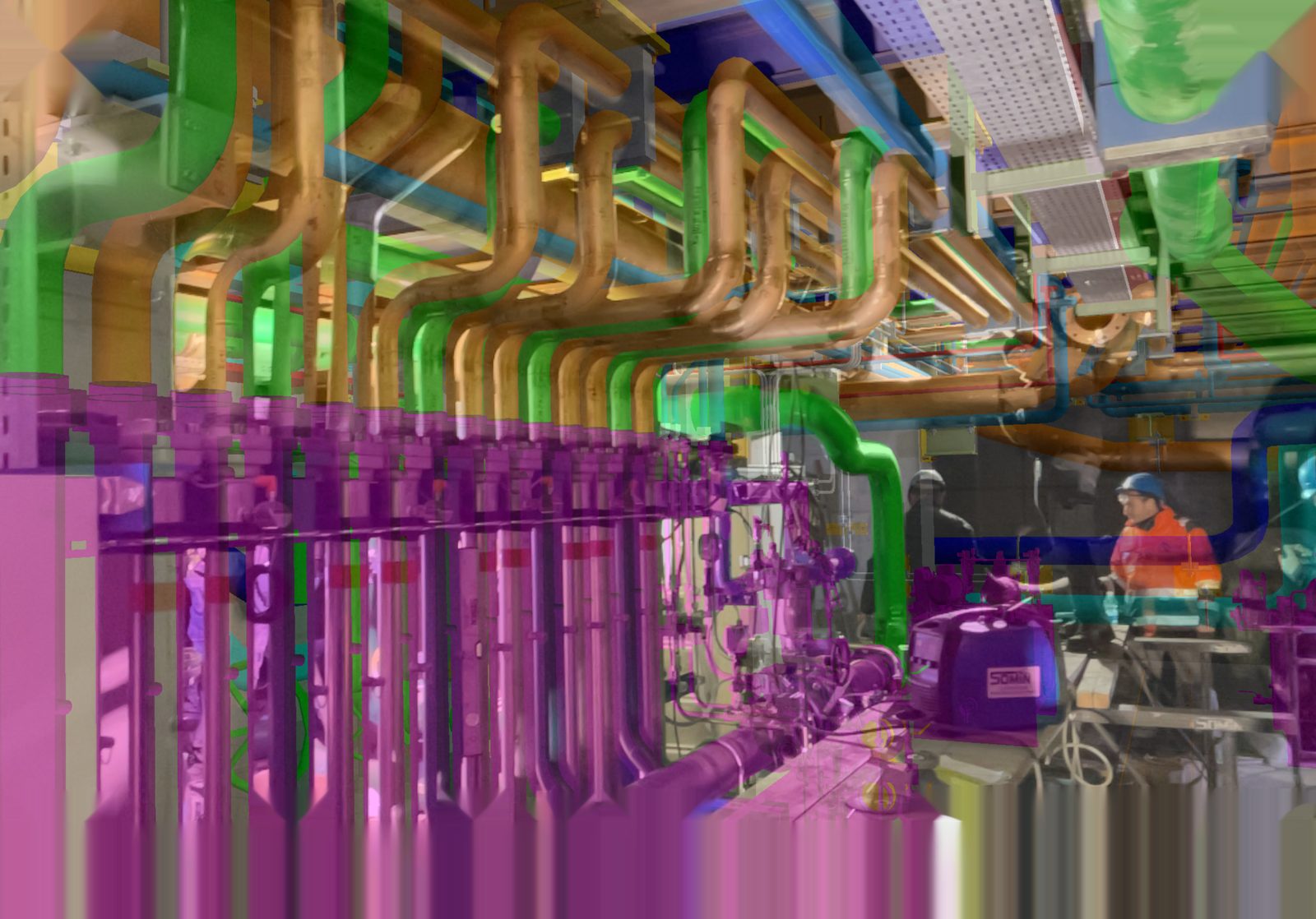 Foto cantiere acciaieria — vista impianto esistente per scansione laser — controllo intermedio