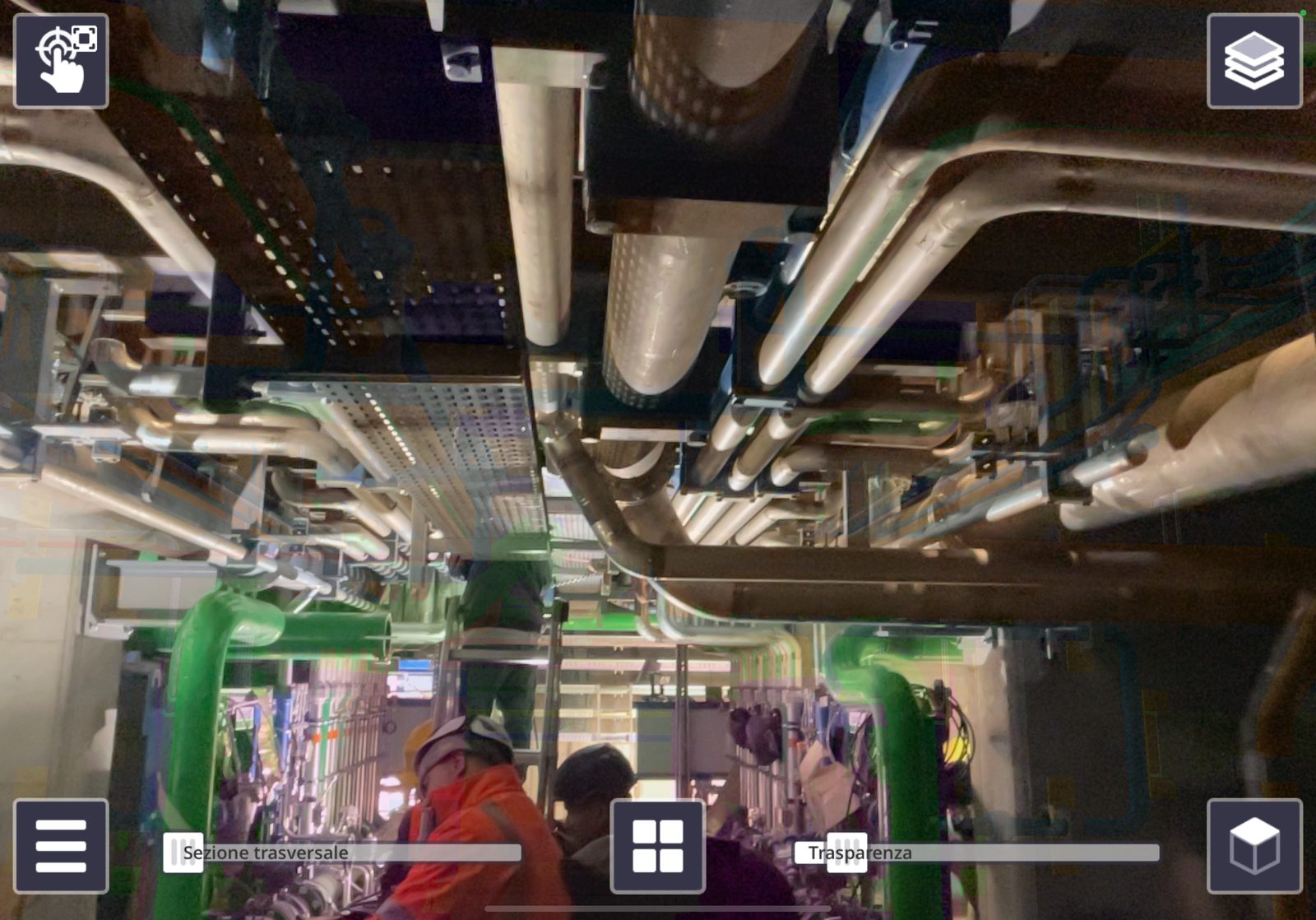 Foto cantiere acciaieria — vista impianto esistente per scansione laser — verifica as-built