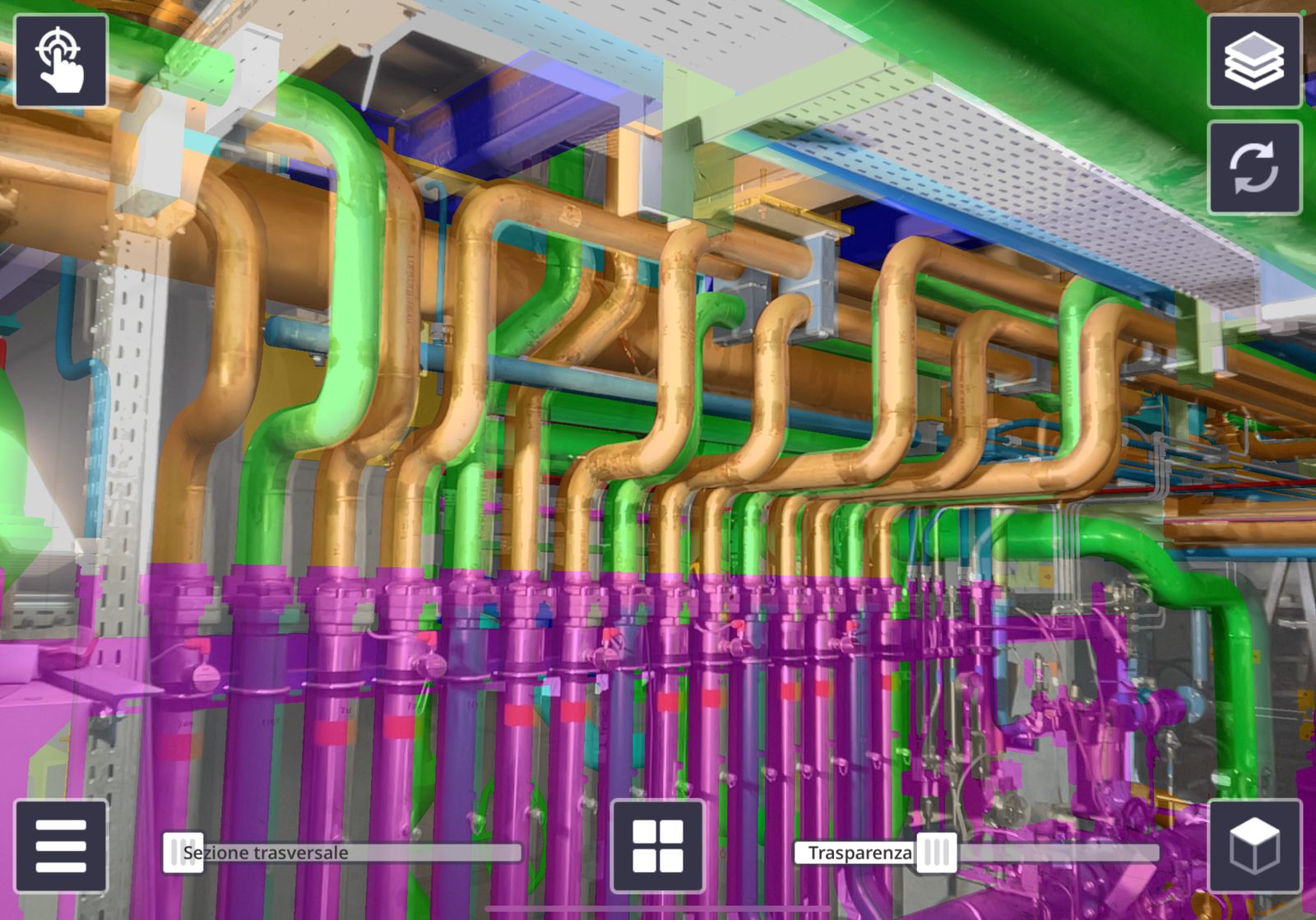 Rilievo on-site impianto siderurgico — foto di riferimento per digital twin — documentazione post-installazione