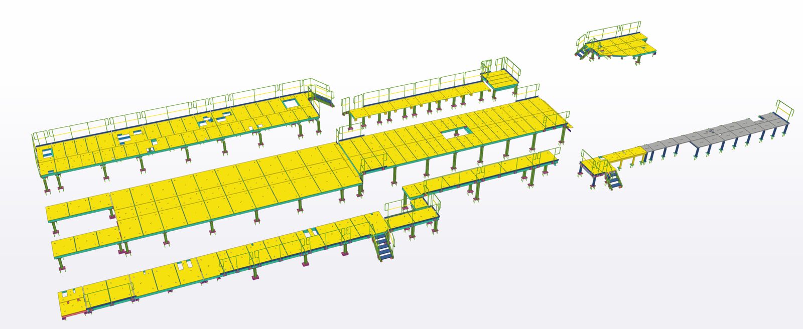 Piping e linee meccaniche acciaieria — coordinamento 3D con strutture e civile — vista lato nord