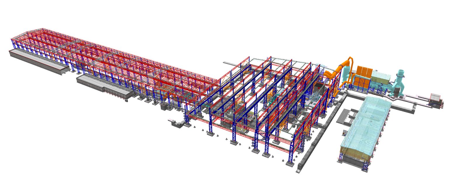 Steel detail — modello Tekla strutture di sostegno macchinari siderurgici
